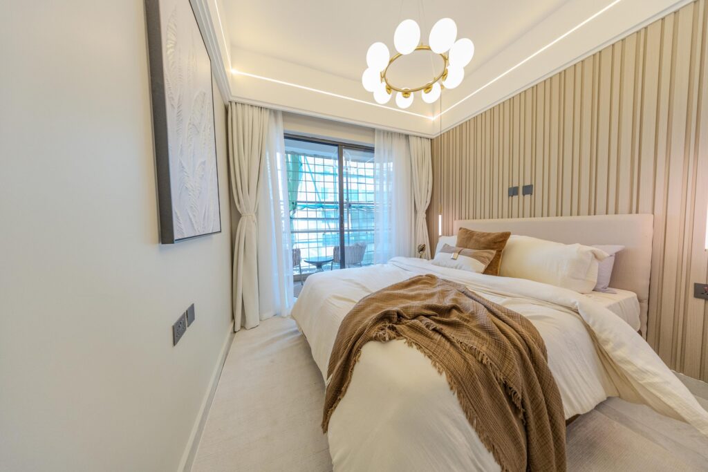 Modern bedroom with private balcony access in a Westlands apartment