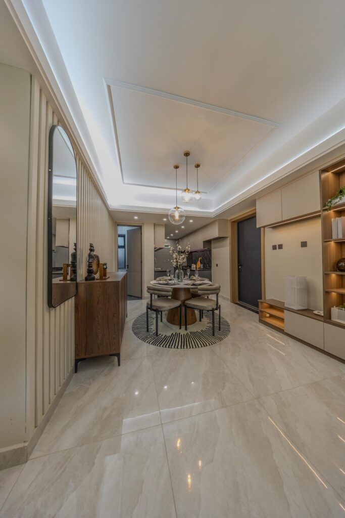 Open-plan dining area in a modern 1 bedroom apartment in Westlands