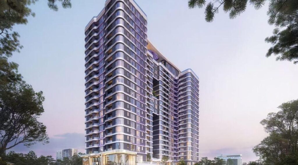 Full exterior of Amethyst Springs apartment towers in Kilimani Nairobi