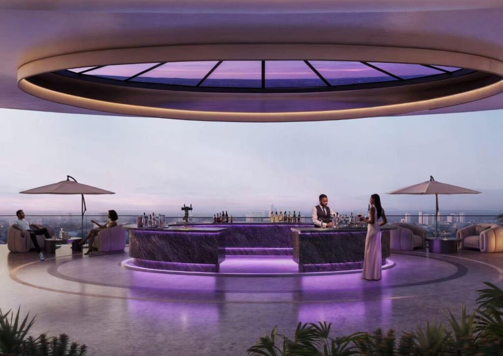 Rooftop bar and lounge overlooking Nairobi at Amethyst Springs Kilimani