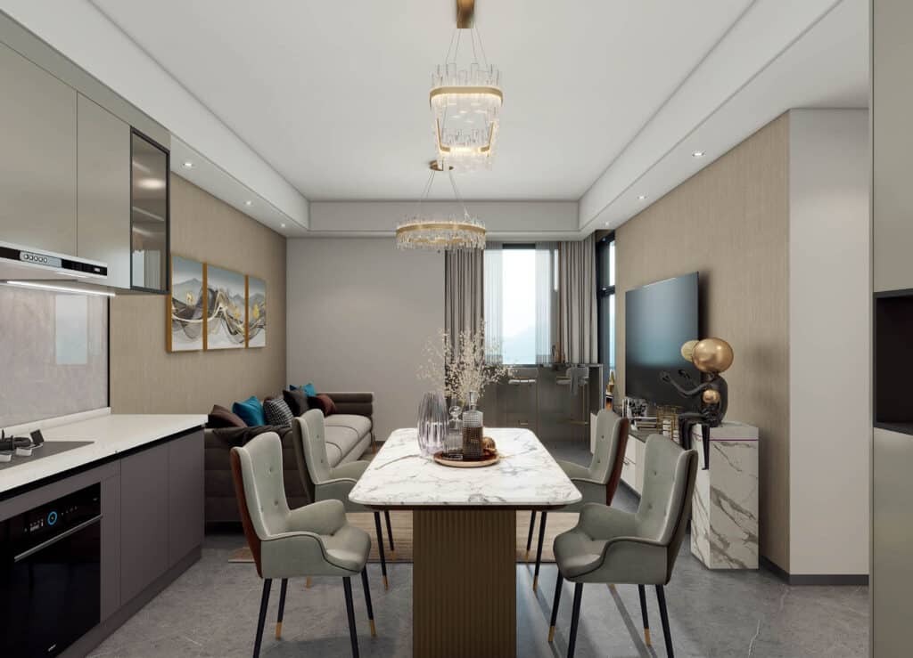 Dining and lounge area in a serviced apartment in Westlands Nairobi