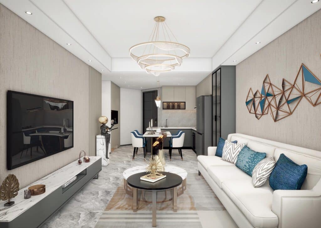 Open-plan living and dining area in a Westlands serviced apartment