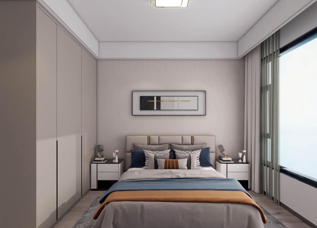 Contemporary bedroom in a serviced apartment for sale in Westlands