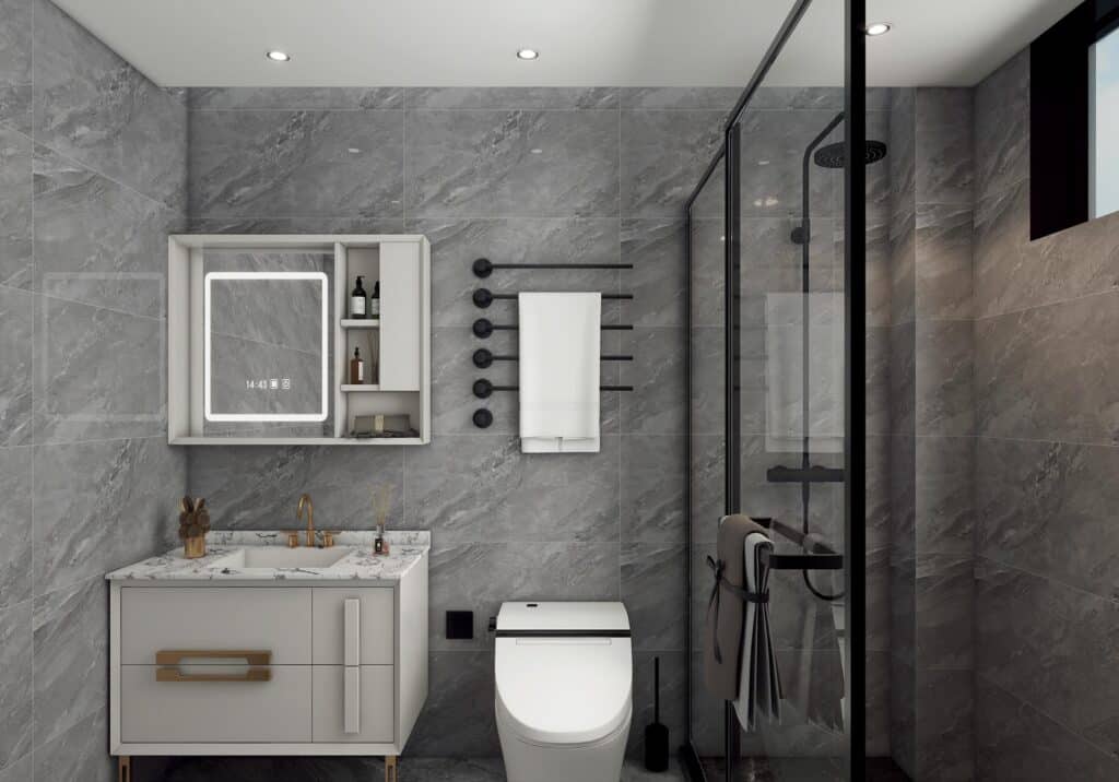 Modern bathroom in an Amto View serviced apartment in Westlands