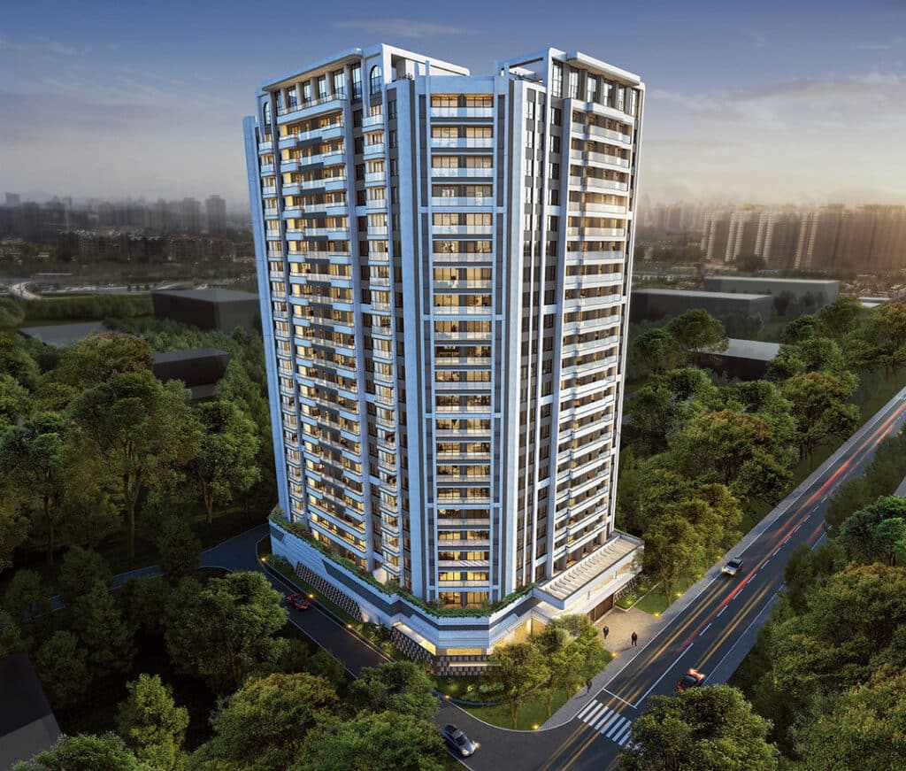 Aerial exterior view of serviced apartments on Sports Road Westlands