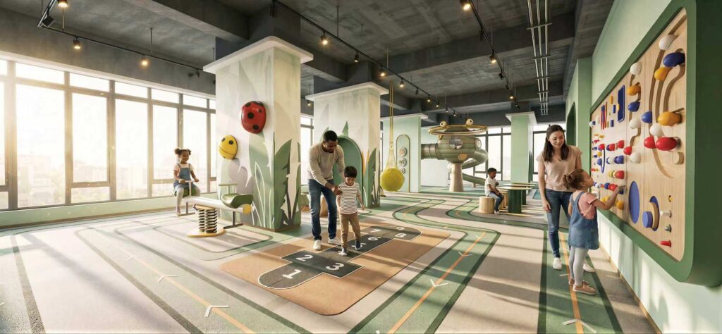 Indoor children’s play area at Cambridge Garden Apartments