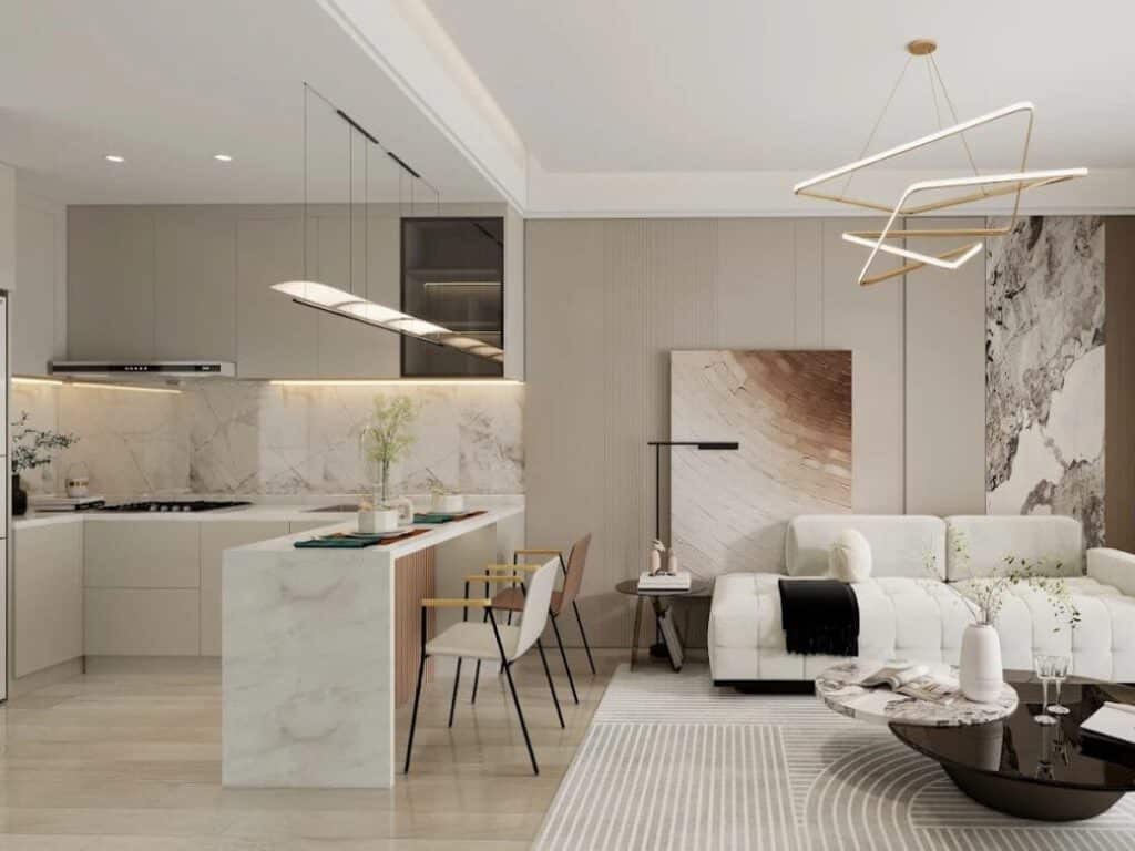 Modern open-plan kitchen and living room at Capital Heights Westlands