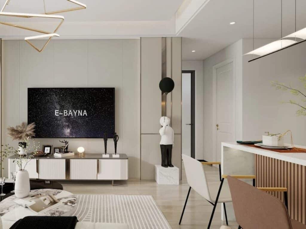 Modern studio apartment living and dining area at Capital Heights Westlands
