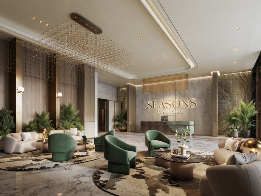 Luxury residents’ lobby at Seasons Riverside Apartments