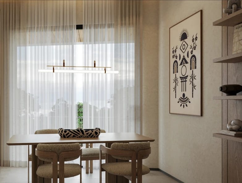 Modern dining area with floor-to-ceiling windows at Silva Gigiri