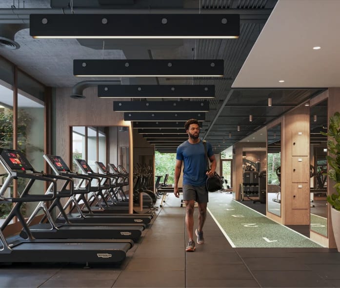 Modern residents’ gym at Silva Gigiri with treadmills and an indoor running track