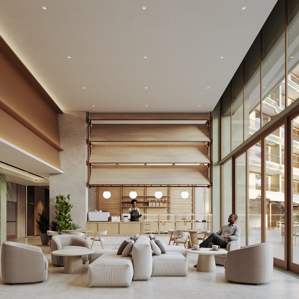 Residents’ lounge and coffee shop at Silva Gigiri apartments