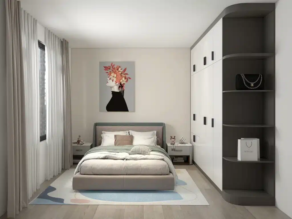 Spacious master bedroom with floor-to-ceiling wardrobes and window layout at Alina Valley Apartments Kilimani