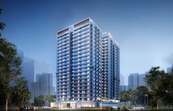 Crystal Oak Residency Kileleshwa twin towers at dusk on Othaya Road