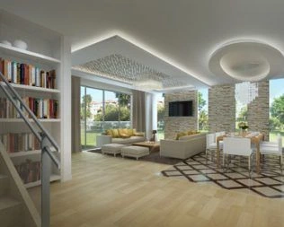 Spacious living room and dining area with double height ceiling at Gitanga Duplexes Lavington