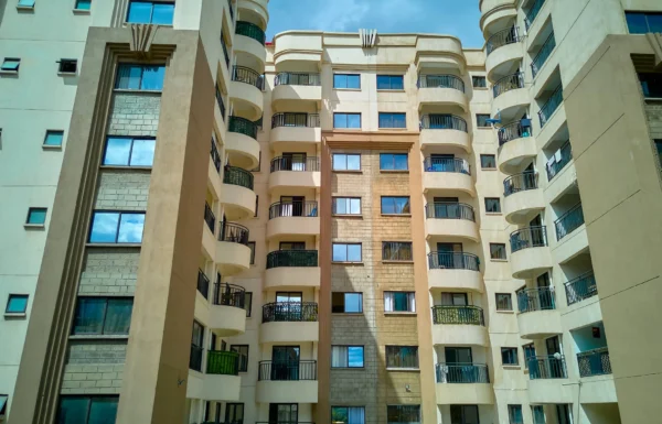 Exterior view of multi-storey residential block at Luxore Apartments behind Gateway Mall Syokimau